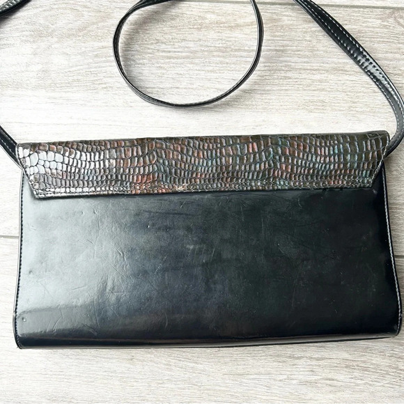 Vintage Naturalizer Mastercraft Patent Leather Croc Leather Clutch Shoulder Bag - Picture 4 of 13